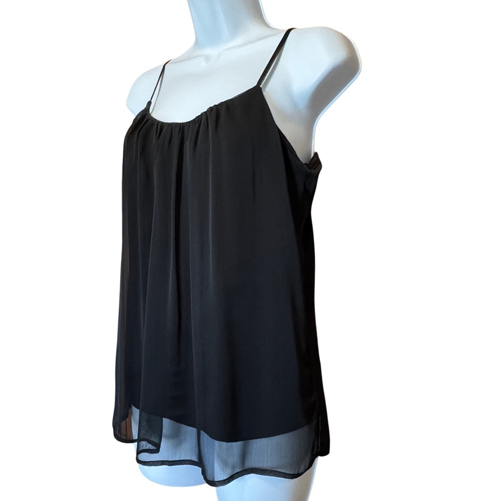 Flowy Sheer Capsule Camisole Tank M Black Layered Chiffon Tank Top Airy Y2K Chic